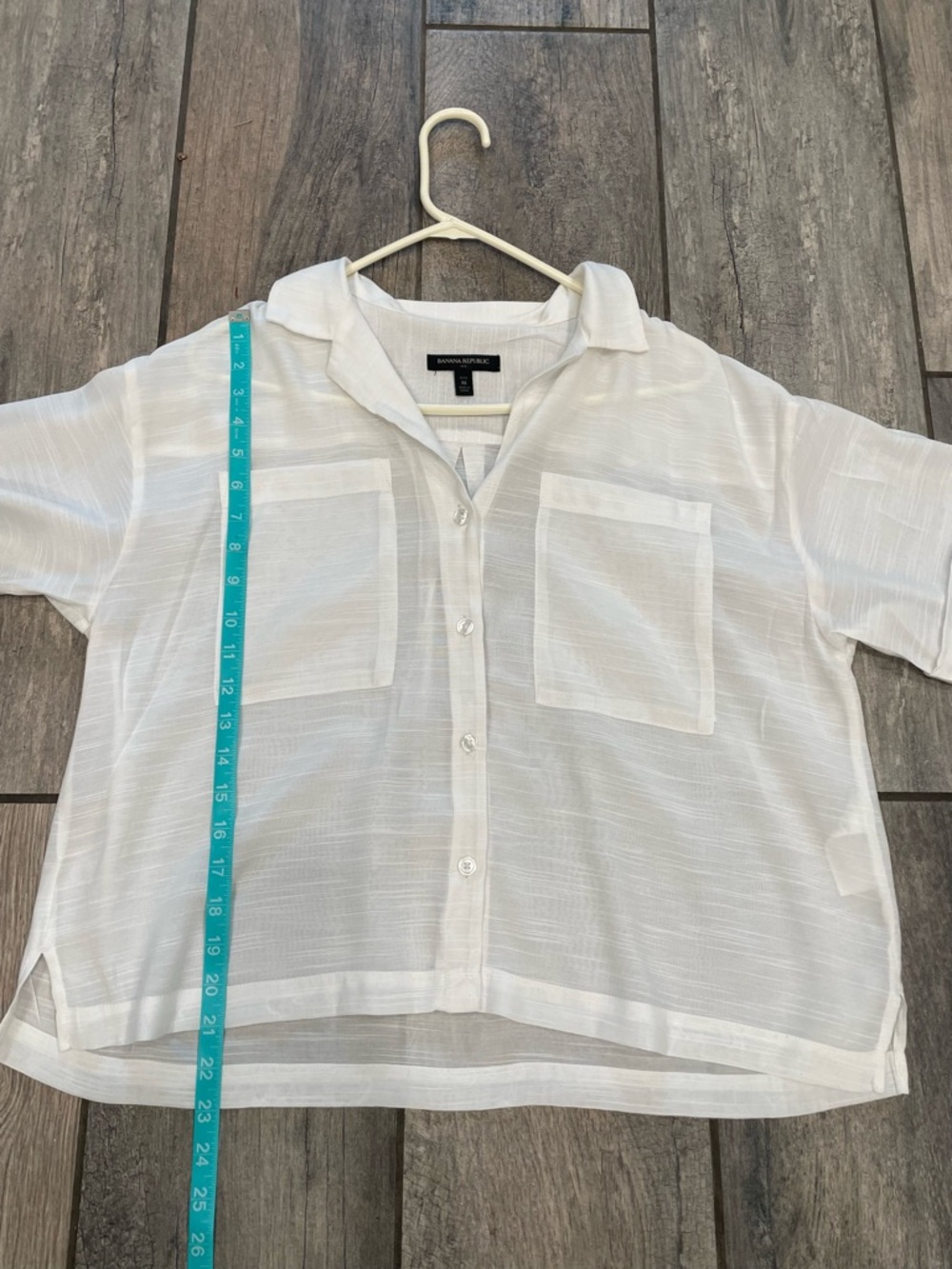 Banana Republic White Short-Sleeve Button Front Blouse - Picture 6 of 6